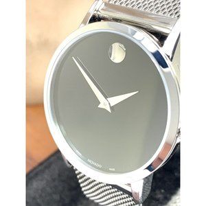 Movado Women's Watch 0607646 Museum Swiss Quartz Silver Case Black Dial …